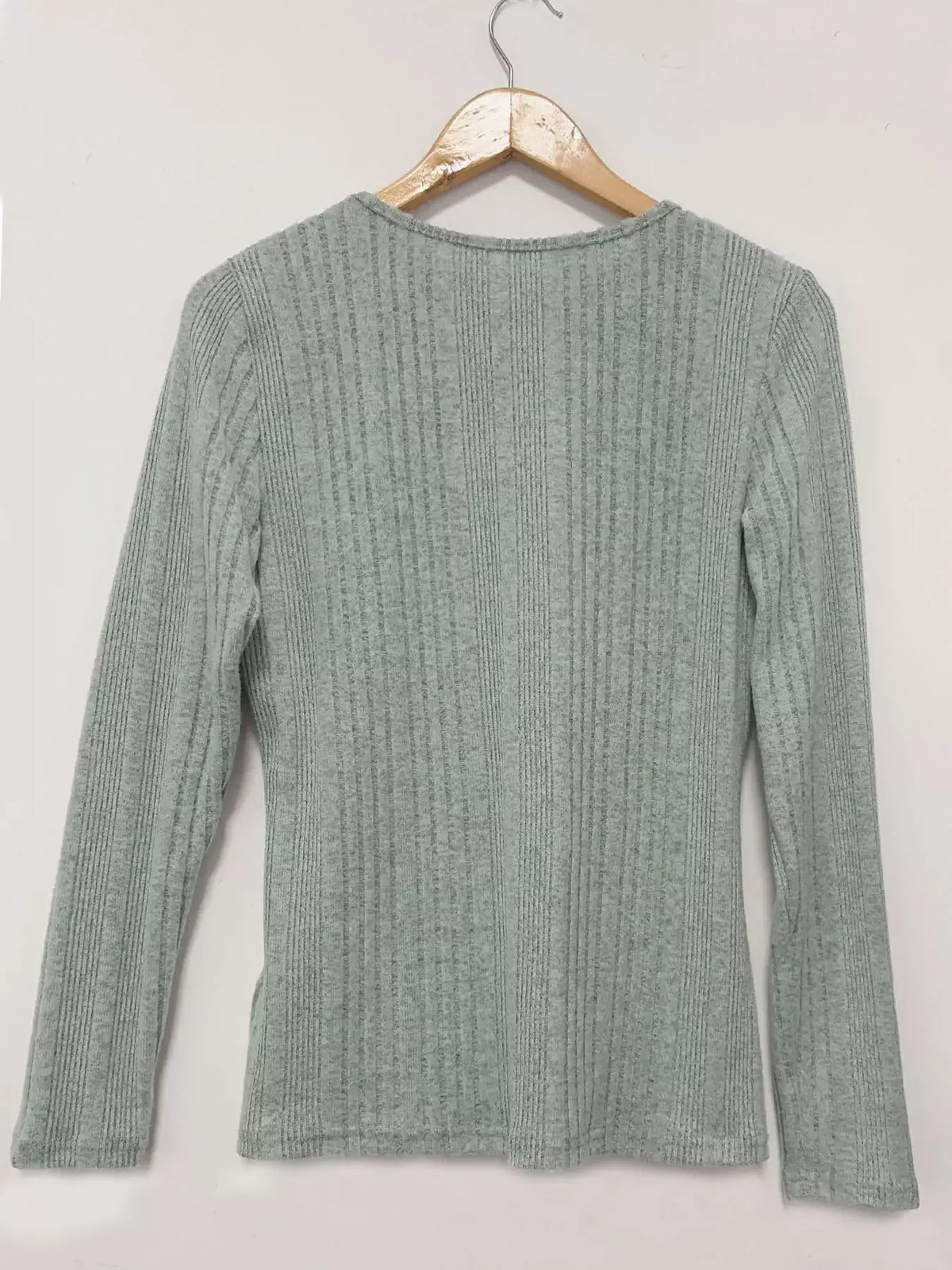 Crisscross V-Neck Ribbed Knit Top