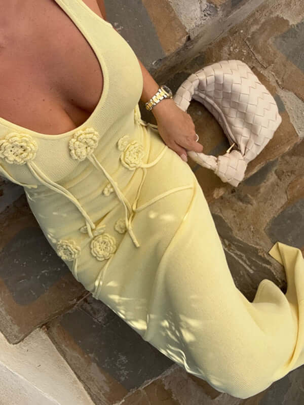 Floating Flower Knit Beach Cover-Up Dress