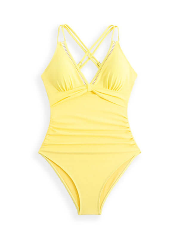 Solid Color Sling Cutout One-Piece Swimsuit