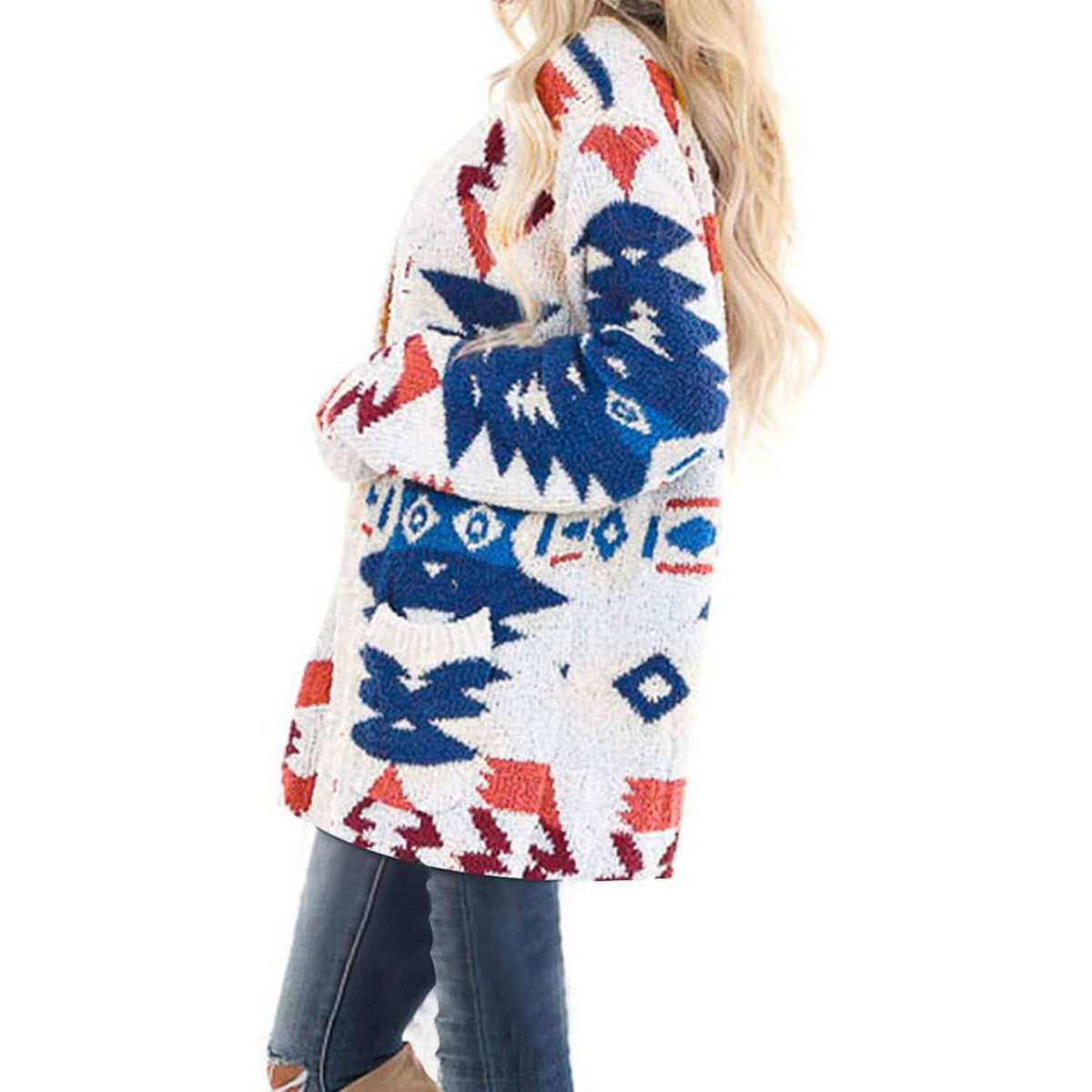 Women’s Aztec Print Open-Front Cardigan Sweater