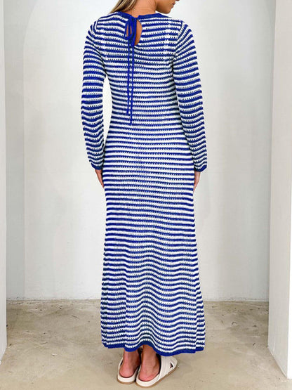 Tied Striped Sweater Dress