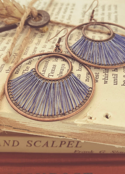 Artistic Blue String Earrings
