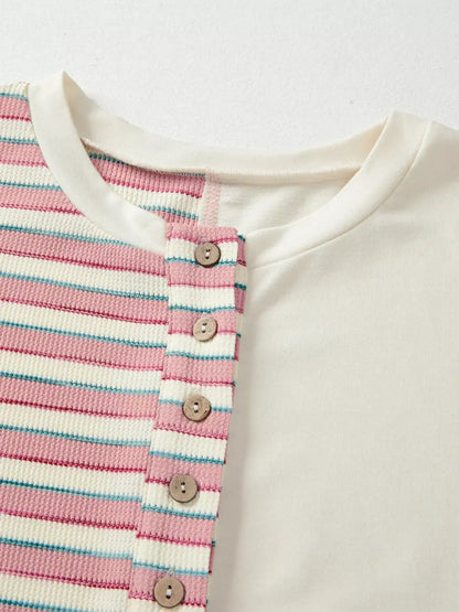 Stripe Color Block Patchwork Oversized Top