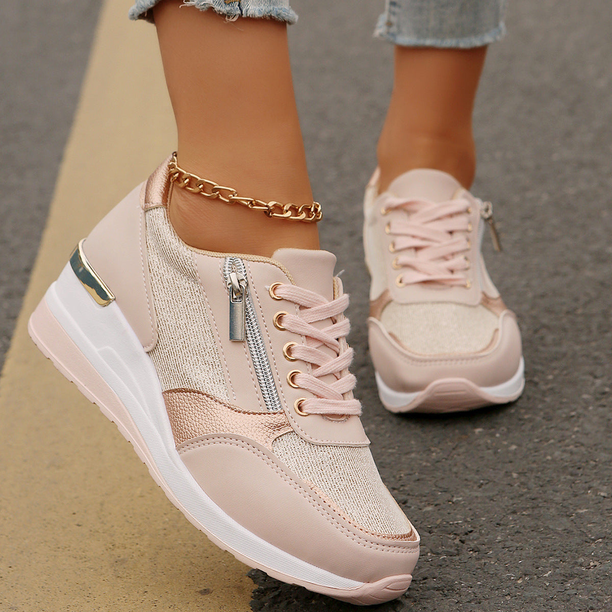 Women’s Lace-Up Side-Zip Sneakers