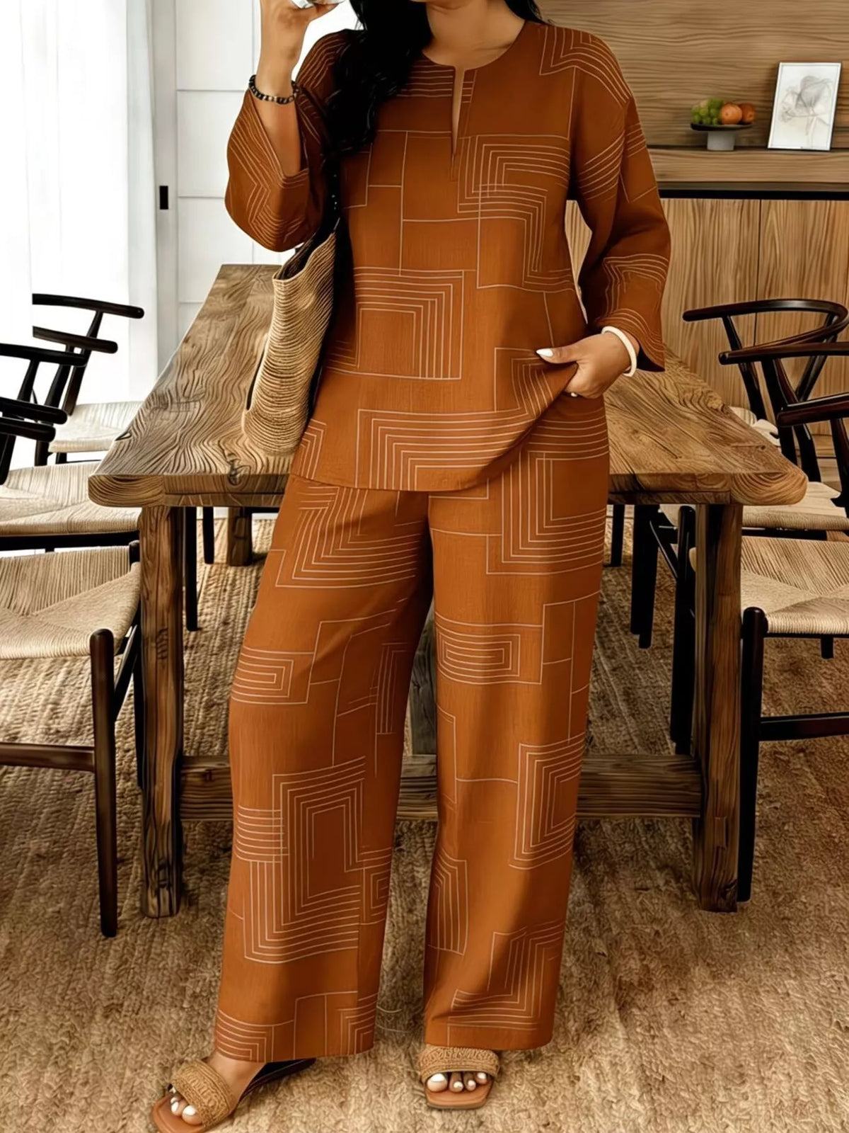 Geometric Print Two-Piece Set