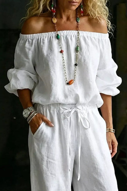 Plus Size Off-Shoulder Two-Piece Set