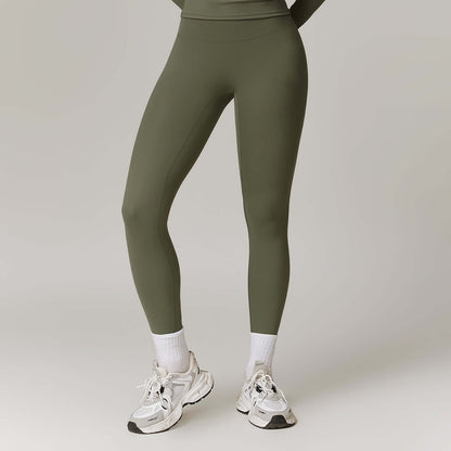 High-Waist Hip-Lifting Yoga Pants in olive green, perfect for yoga, dance, or workouts with a flattering fit.