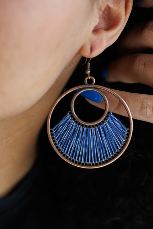 Artistic Blue String Earrings