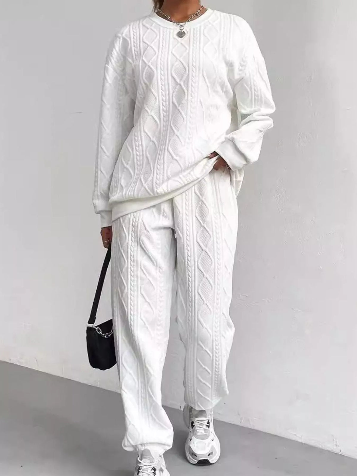 Textured Round Neck Two-Piece Set