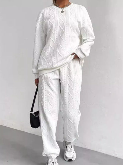 Textured Round Neck Two-Piece Set