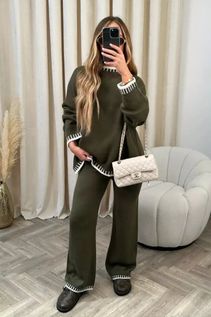 Contrast Trim Knit Two-Piece Set