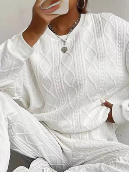 Textured Round Neck Two-Piece Set