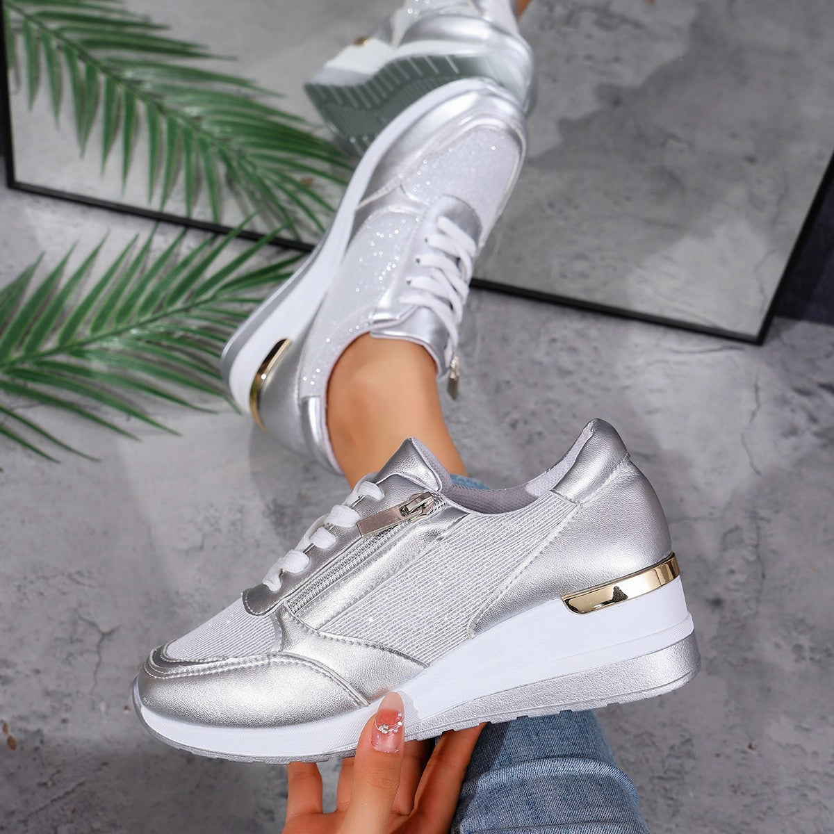 Women’s Lace-Up Side-Zip Sneakers
