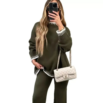 Contrast Trim Knit Two-Piece Set