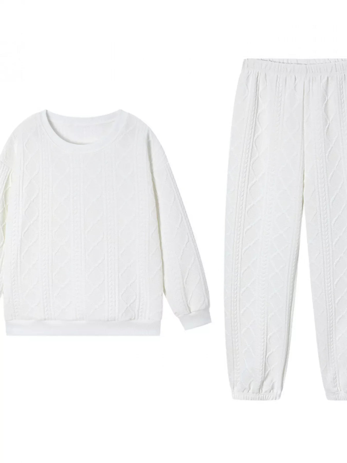 Textured Round Neck Two-Piece Set