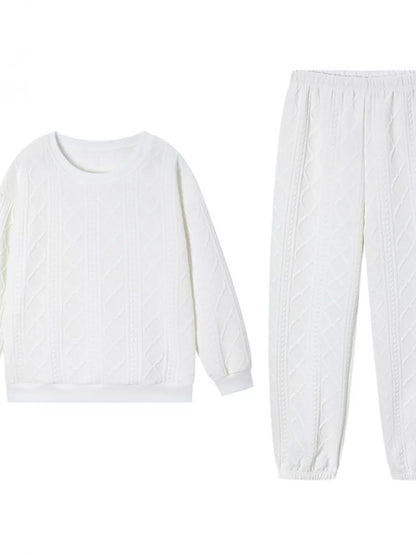 Textured Round Neck Two-Piece Set