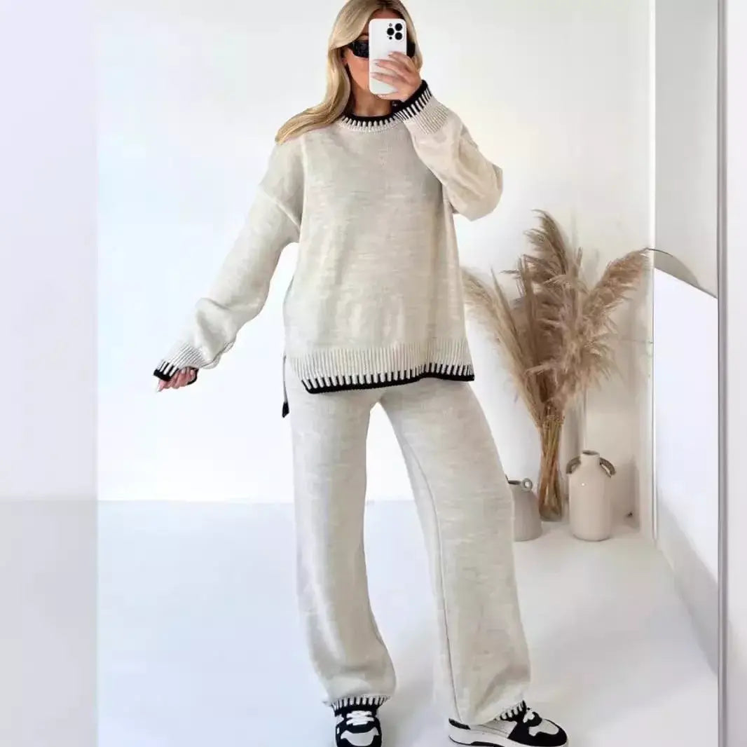 Contrast Trim Knit Two-Piece Set