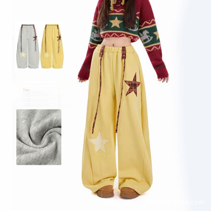 Women’s Starry Embroidered Fleece-Lined Pants