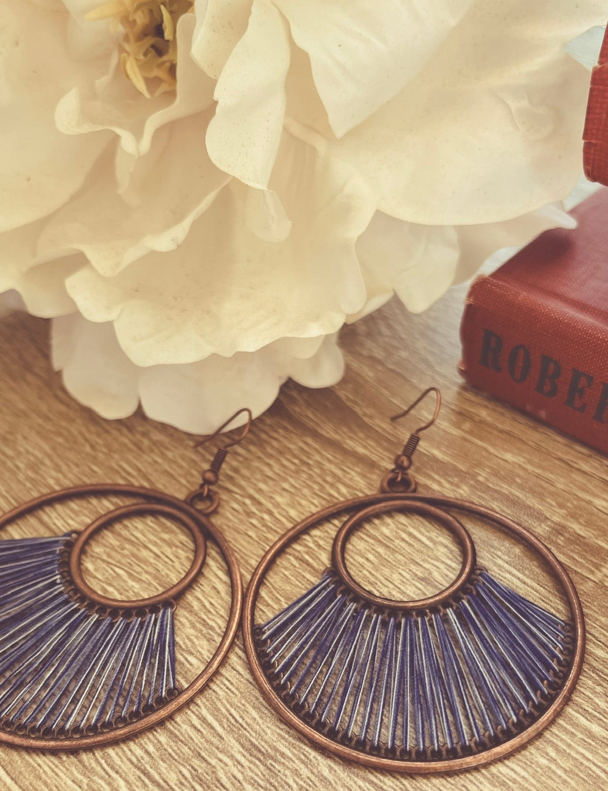 Artistic Blue String Earrings