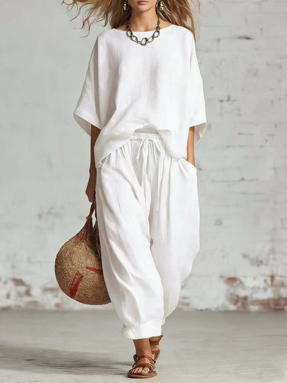Solid Color Casual Two-Piece Set