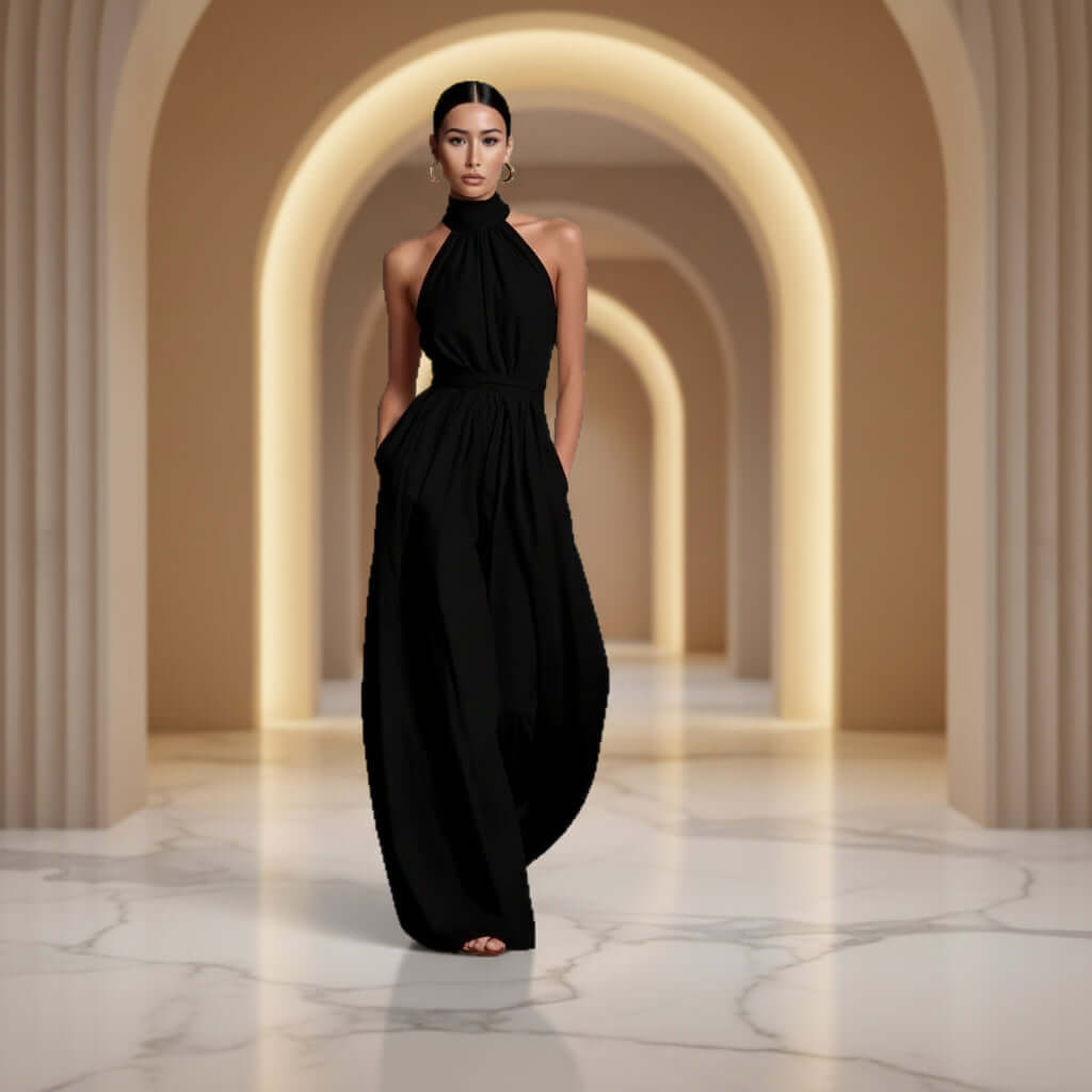 Women's Belted Pleated Jumpsuit