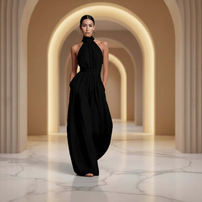Women's Belted Pleated Jumpsuit