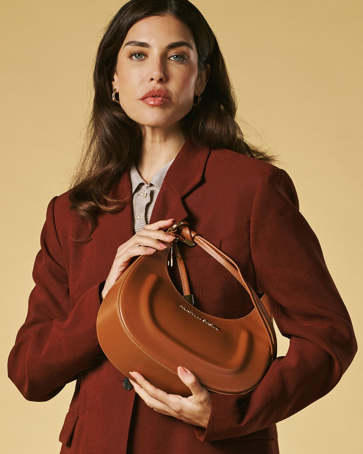 Ornella Italian Leather Crescent Bag
