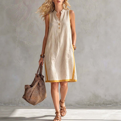 womens v-neck button-front midi dress with pockets and a stylish design, perfect for summer outings.