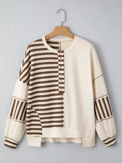 Stripe Color Block Patchwork Oversized Top