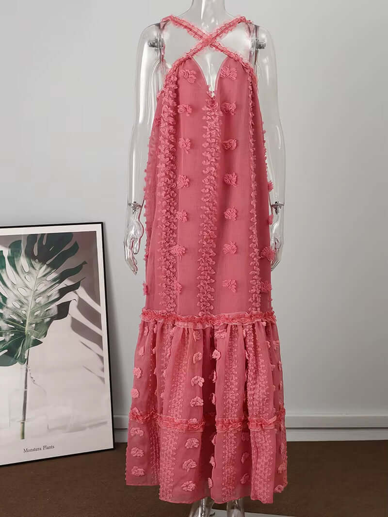Sleeveless Halter Maxi Summer Dress