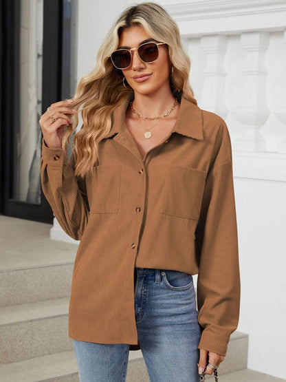 Button-Up Dropped-Shoulder Outerwear
