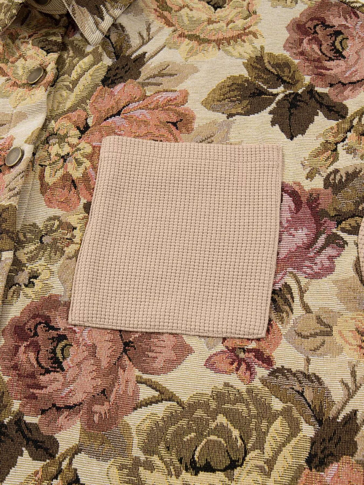 Floral Waffle Knit Patchwork Jacket