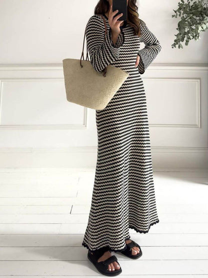 Tied Striped Sweater Dress