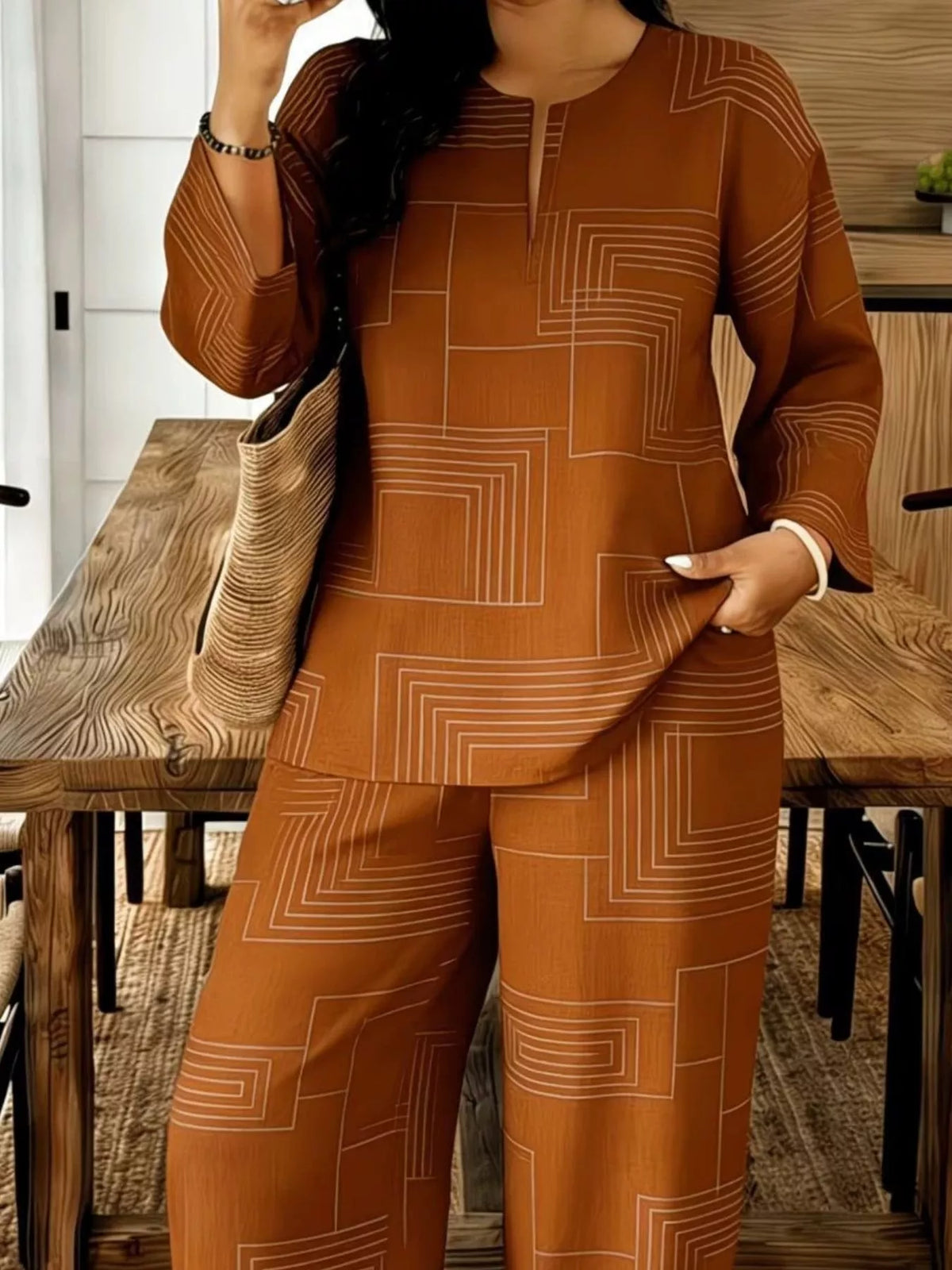 Geometric Print Two-Piece Set