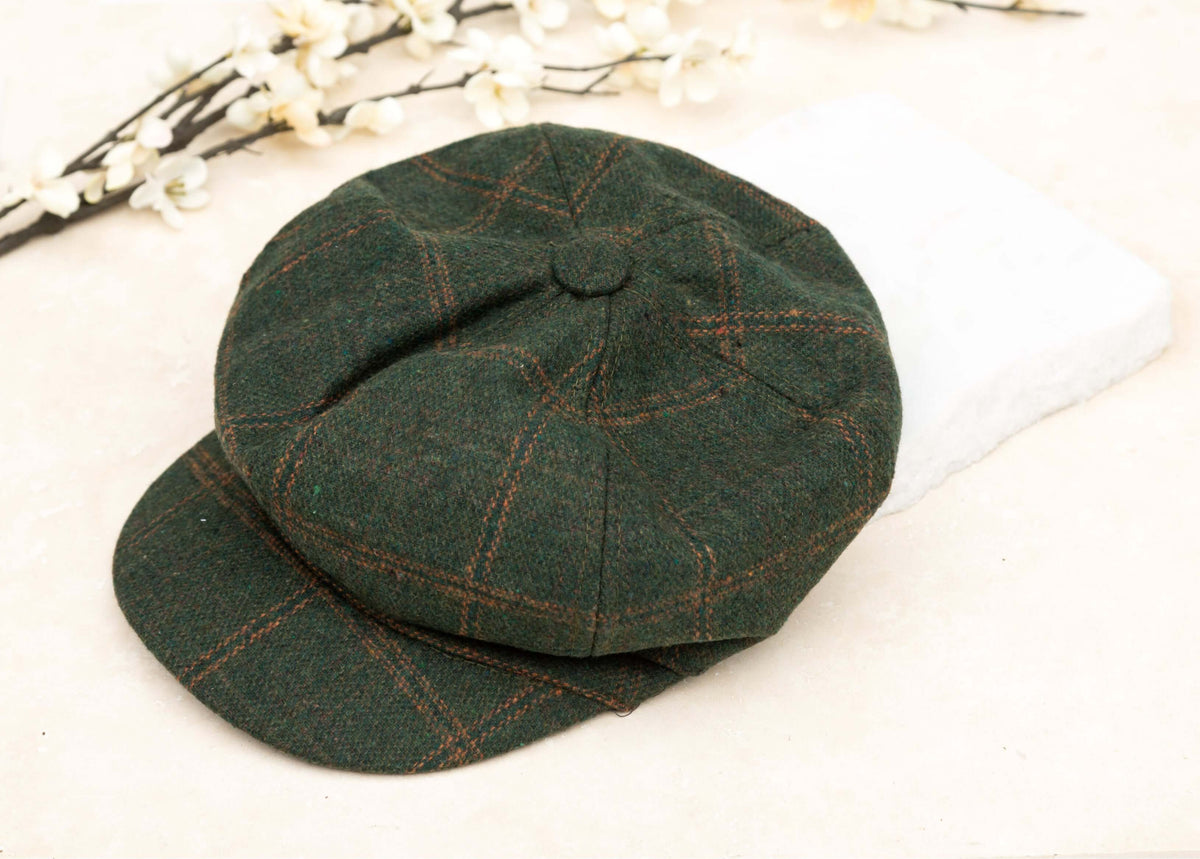 Tweed Plaid Newsboy Cap
