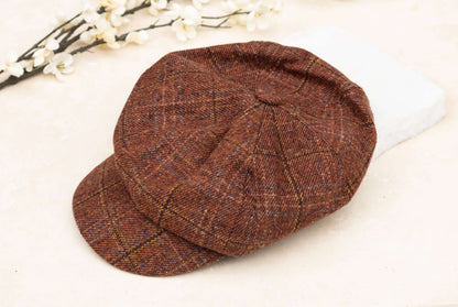 Tweed Plaid Newsboy Cap