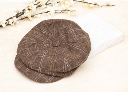 Tweed Plaid Newsboy Cap