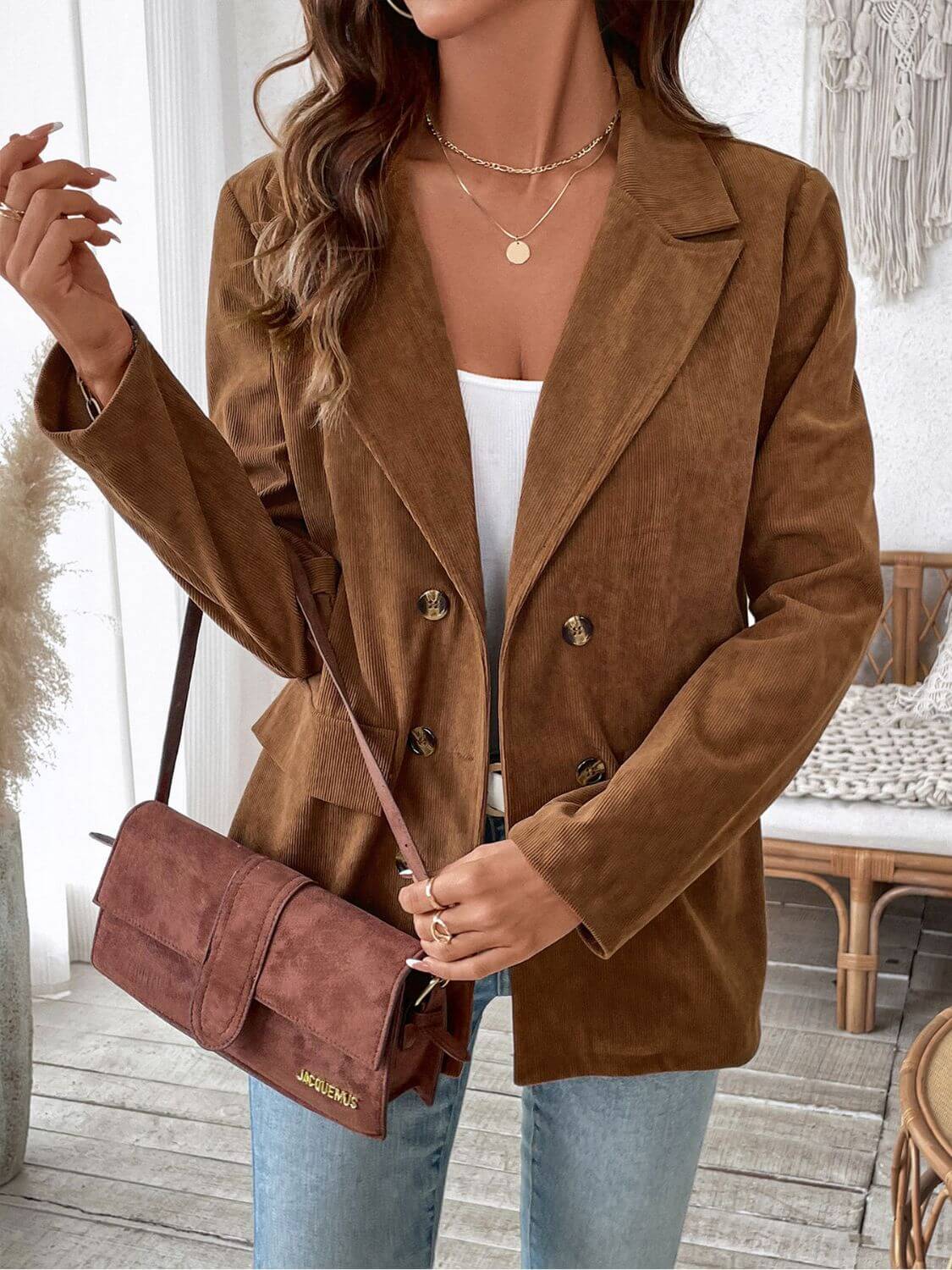 Perfee Pocket Flap Lapel Outerwear