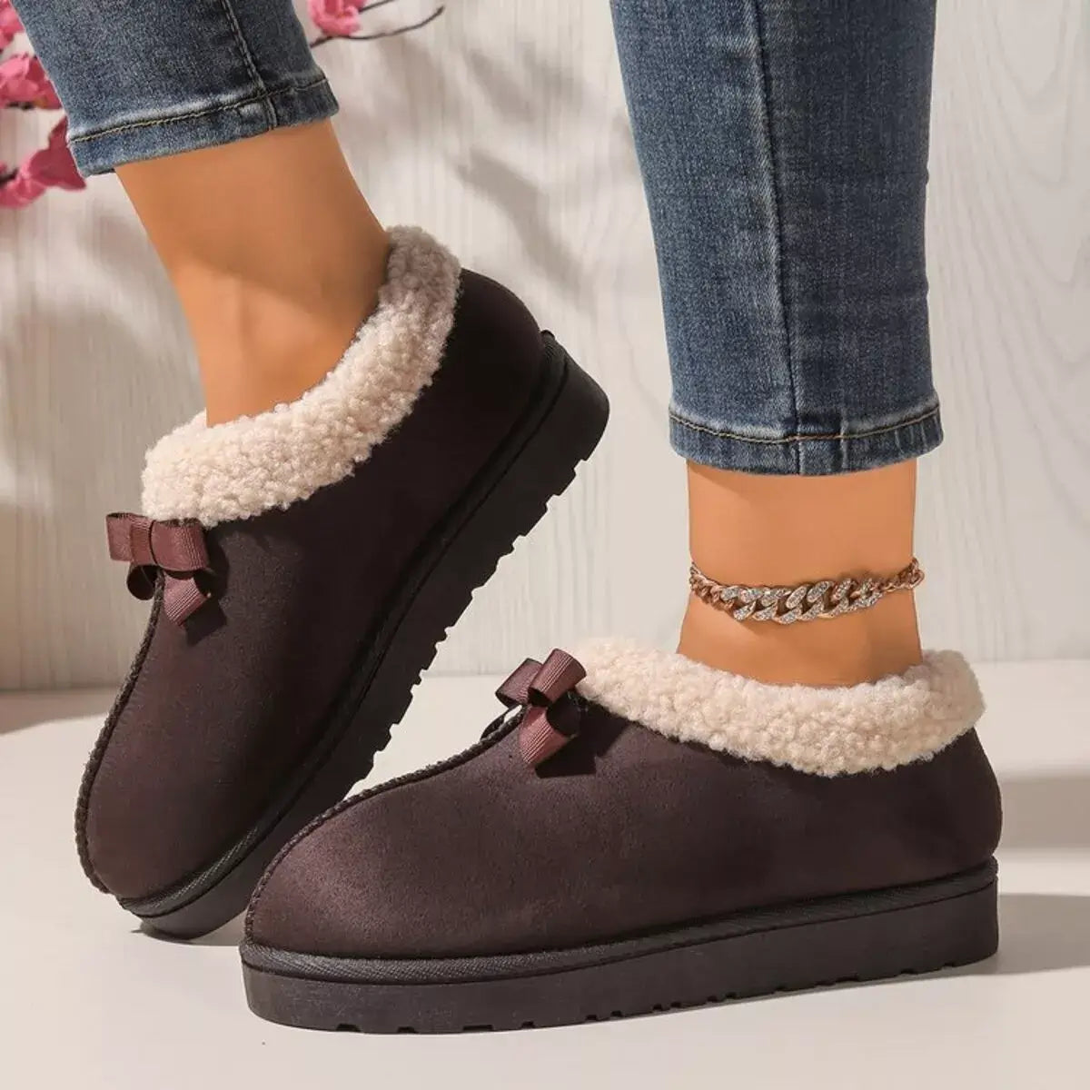 Suede Fluff-Lined Flat Shoes