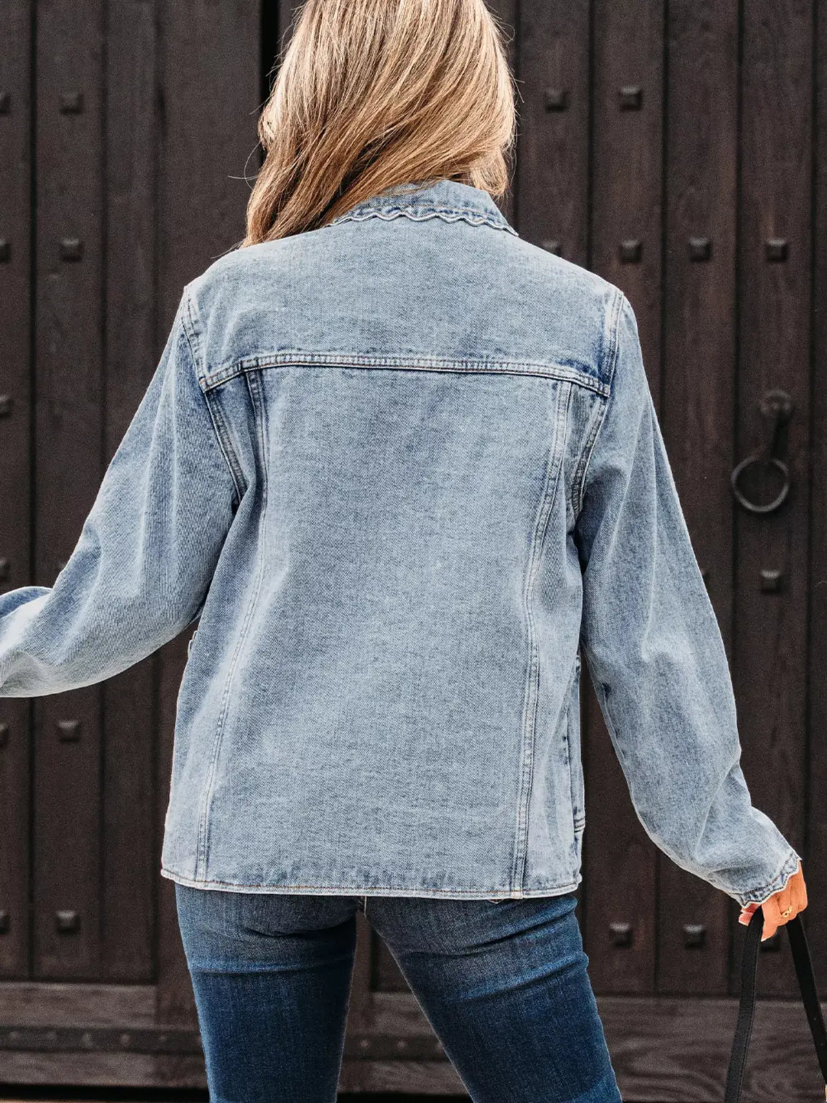 Scallop Trim Pocket Denim Jacket