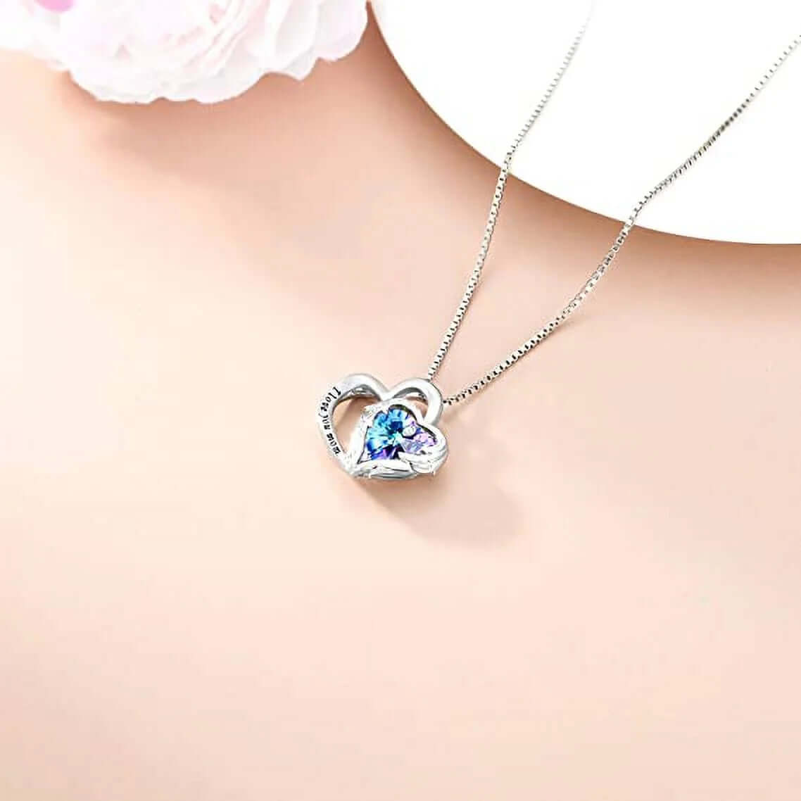 925 Sterling Silver I Love You Mom Heart Necklace with Austrian Crystals Gifts for Women Friends Mom