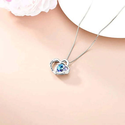 925 Sterling Silver I Love You Mom Heart Necklace with Austrian Crystals Gifts for Women Friends Mom