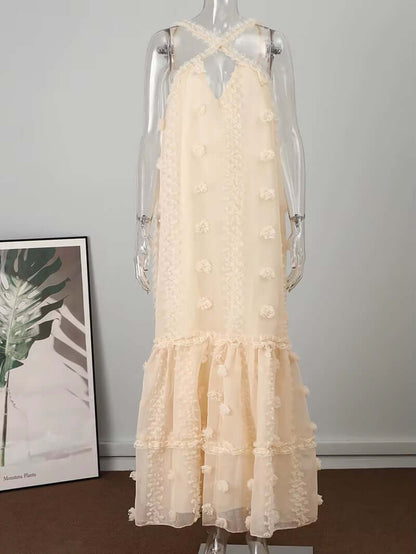 Sleeveless Halter Maxi Summer Dress
