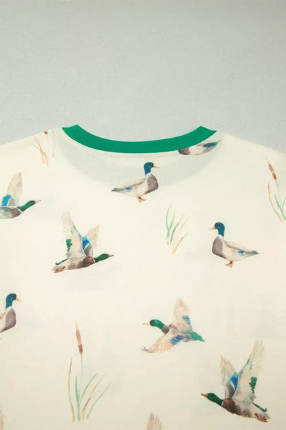 Mallard Printed Colorblock Trim Short Set