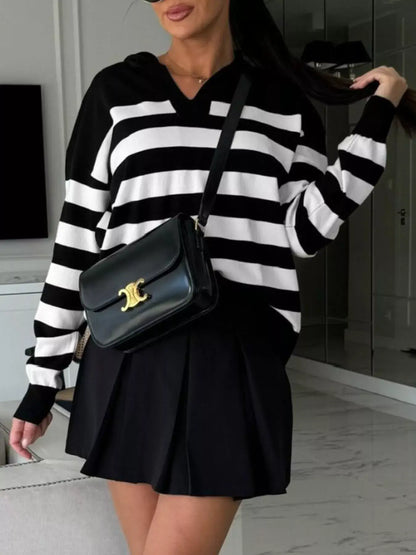 Striped Dropped-Shoulder Knit Top