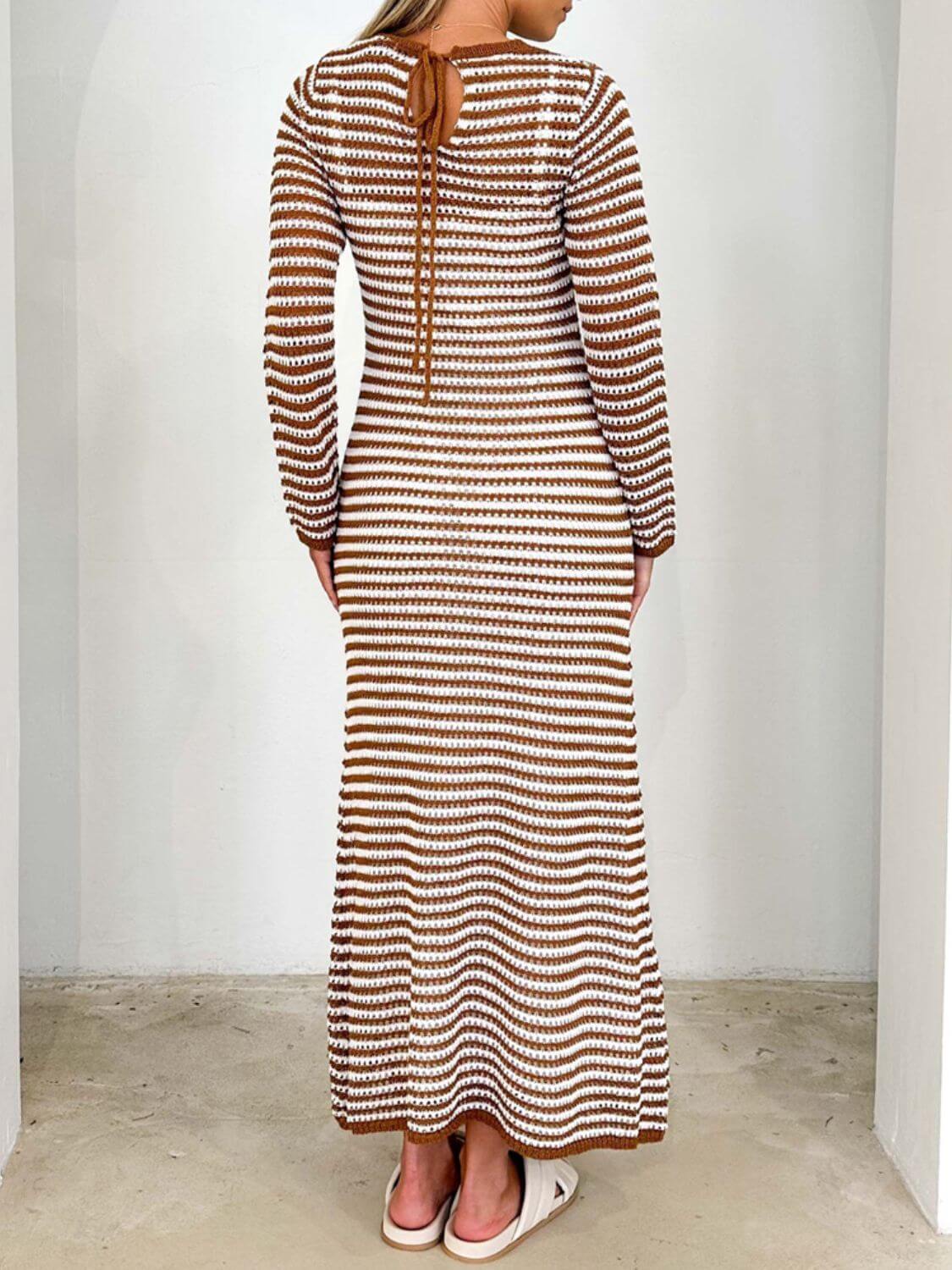 Tied Striped Sweater Dress