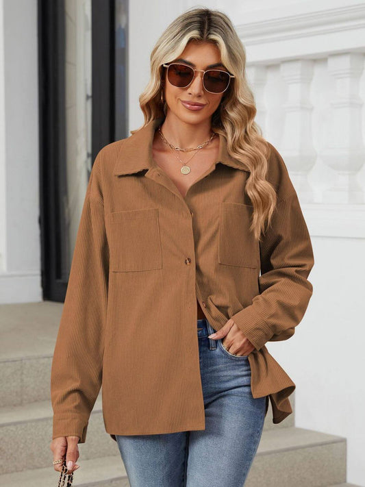 Button-Up Dropped-Shoulder Outerwear