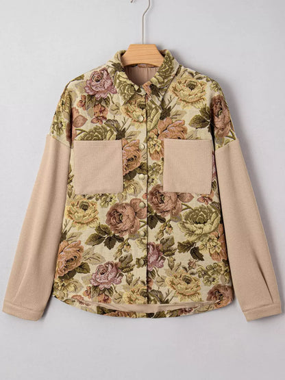 Floral Waffle Knit Patchwork Jacket