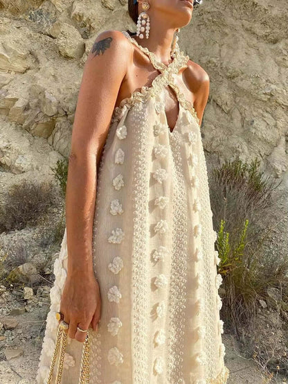 Sleeveless Halter Maxi Summer Dress