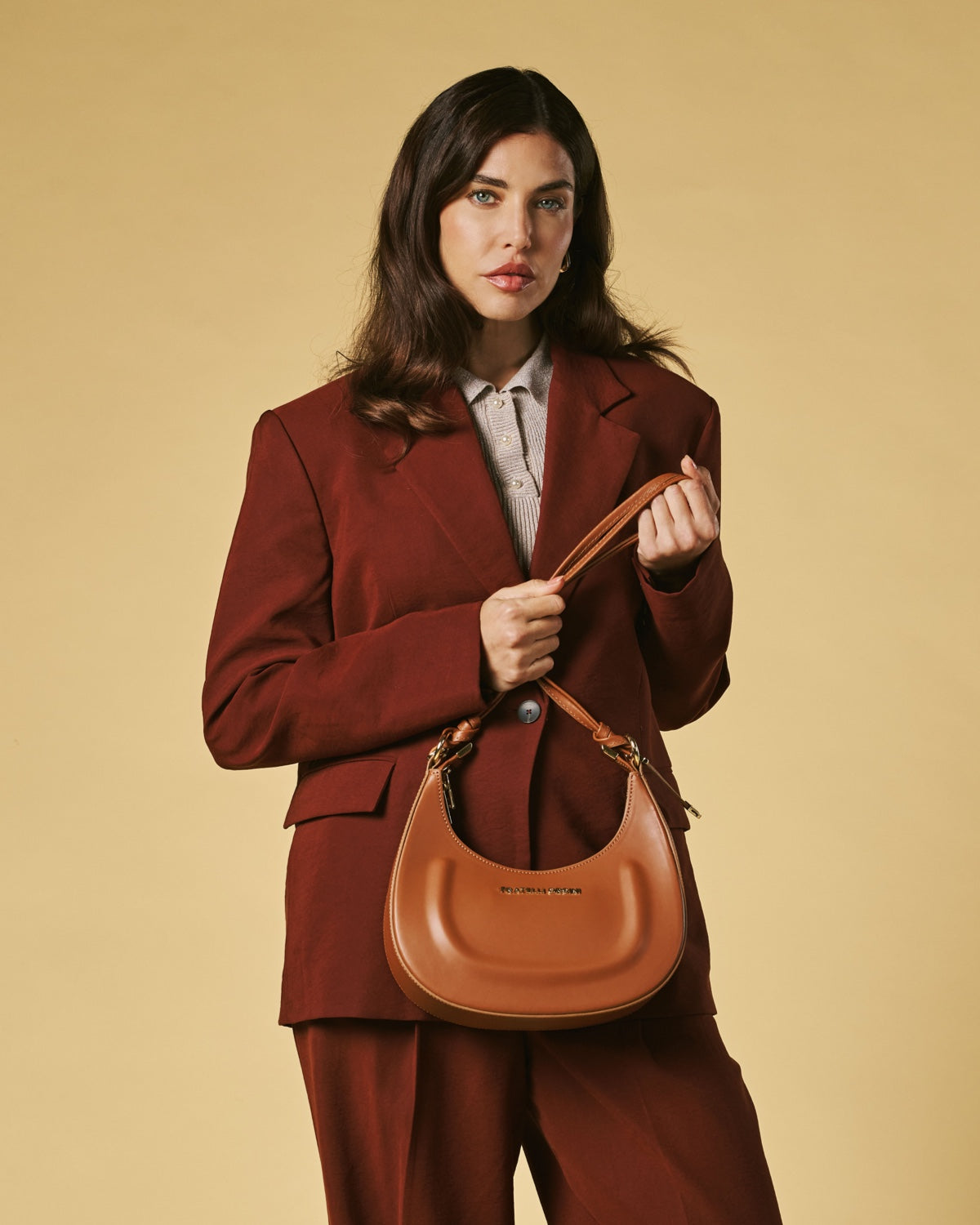 Ornella Italian Leather Crescent Bag
